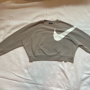 Nike Cropped Sweatshirt in Gray with White Logo